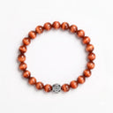 Orange Tigers Eye 8mm 925 Sterling Silver Bracelet