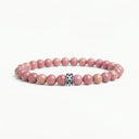 Pink Rhodonite 6mm 925 Sterling Silver Bracelet