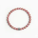 Pink Rhodonite 6mm 925 Sterling Silver Bracelet