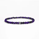 Purple tigers eye small beaded bracelet with sterling silver bead