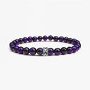 Purple tiger eye beaded bracelet with sterling silver bead