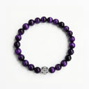Purple Tiger Eye 8mm 925 Sterling Silver Bracelet
