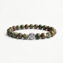 Rainforest Jasper 8mm 925 Sterling Silver Bracelet