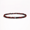 Red tigers eye 4mm beaded bracelet with sterling silver bead