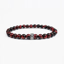 Red tigers eye 6mm beaded bracelet with sterling silver bead