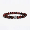 Red tigers eye 8mm beaded bracelet with sterling silver bead