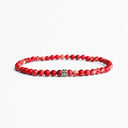 Red jasper small beaded bracelet with sterling silver bead
