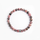 Rhodonite 6mm 925 Sterling Silver Bracelet