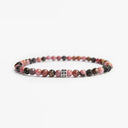 Pink rhodonite small beaded bracelet with sterling silver bead