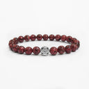 Red imperial jasper beaded bracelet with round sterling silver bead