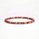 Red jasper 4mm beaded bracelet with sterling silver bead