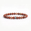 Red jasper 6mm beaded bracelet with sterling silver bead