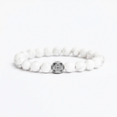 White howlite beaded bracelet with round sterling silver bead