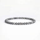 Grey map picasso jasper 4mm beaded bracelet with sterling silver bead