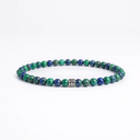 Blue and green Chrysocolla 4mm beaded bracelet with sterling silver bead