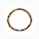 Tigers Eye 4mm Brushed 925 Sterling Silver Symbol Bracelet