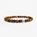 Tigers Eye 6mm Brushed 925 Sterling Silver Symbol Bracelet
