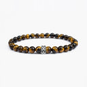 Brown tigers eye beaded bracelet with sterling silver bead