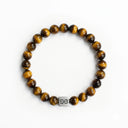 Tigers Eye 8mm Brushed 925 Sterling Silver Symbol Bracelet