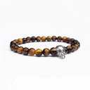 Tigers Eye 925 Sterling Silver Skull Bracelet