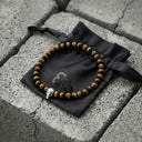 Tigers Eye 925 Sterling Silver Skull Bracelet