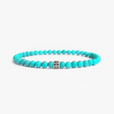 Turquoise small beaded bracelet with sterling silver bead