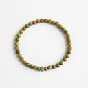 Unakite 4mm 925 Sterling Silver Bracelet
