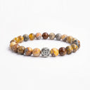 Yellow crazy lace agate 8mm beaded bracelet with sterling silver bead